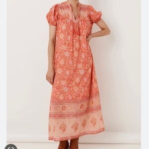 SPELL & THE GYPSY Collective Love Story Boho Maxi Dress in Red Coral,Size Medium